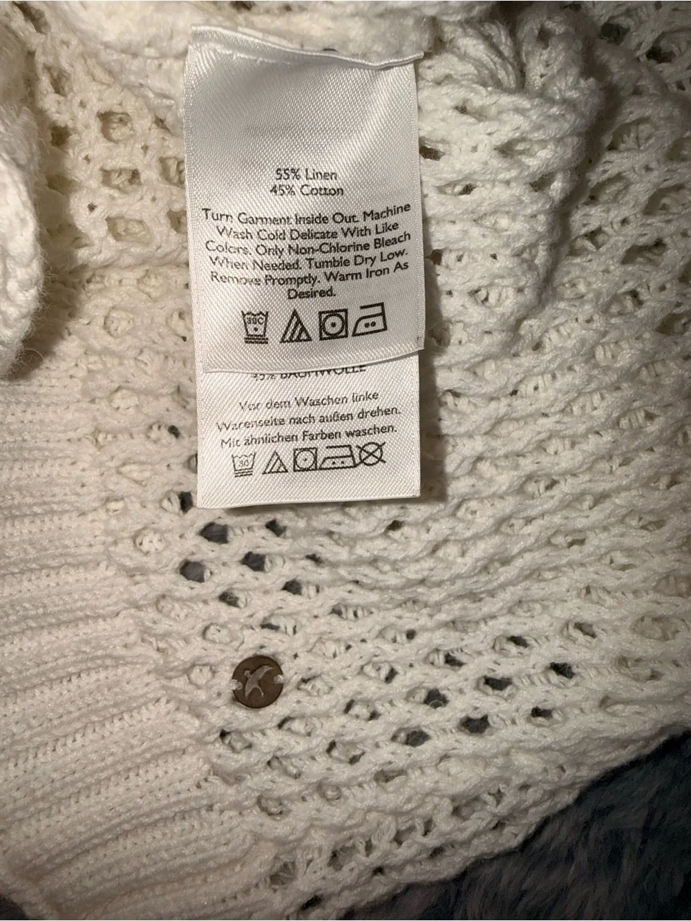 Eddie Bauer White Open-Knit V-Neck Swim Cover-Up Tunic